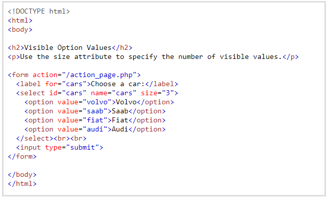 visible values in HTML