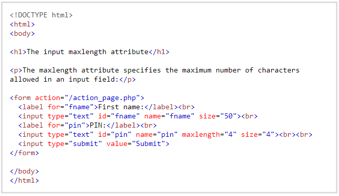 Input maxlength in HTML