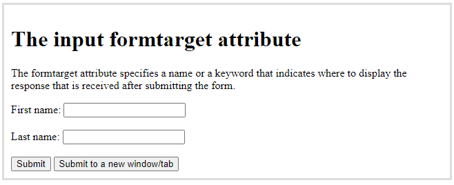 Input formtarget attribute in HTML