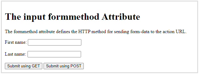 Input formmethod attribute in HTML